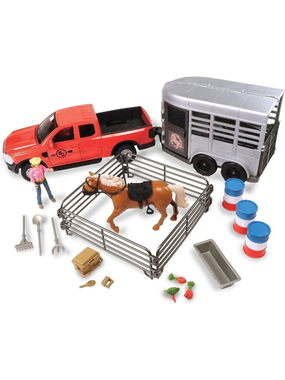 24pc Rodeo Toy Playset with Truck, Horse Trailer, Light-Sound Pickup & Figures